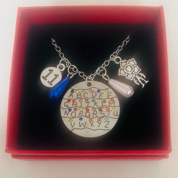 Stranger Things Themed Charm Necklace with Alphabet Wall + 3 Charms & Gift 🎁 - Picture 6 of 10